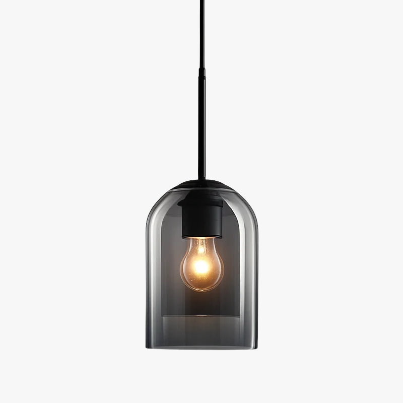 Mirevalo | Rounded Tubular Double Smoked Glass Modern Pendant Light