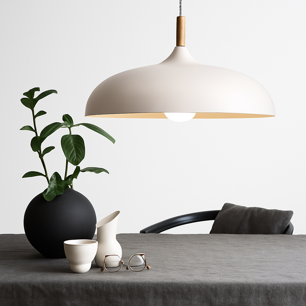 Verdyne | Modern Aluminum Pendant Light with Wood Stem