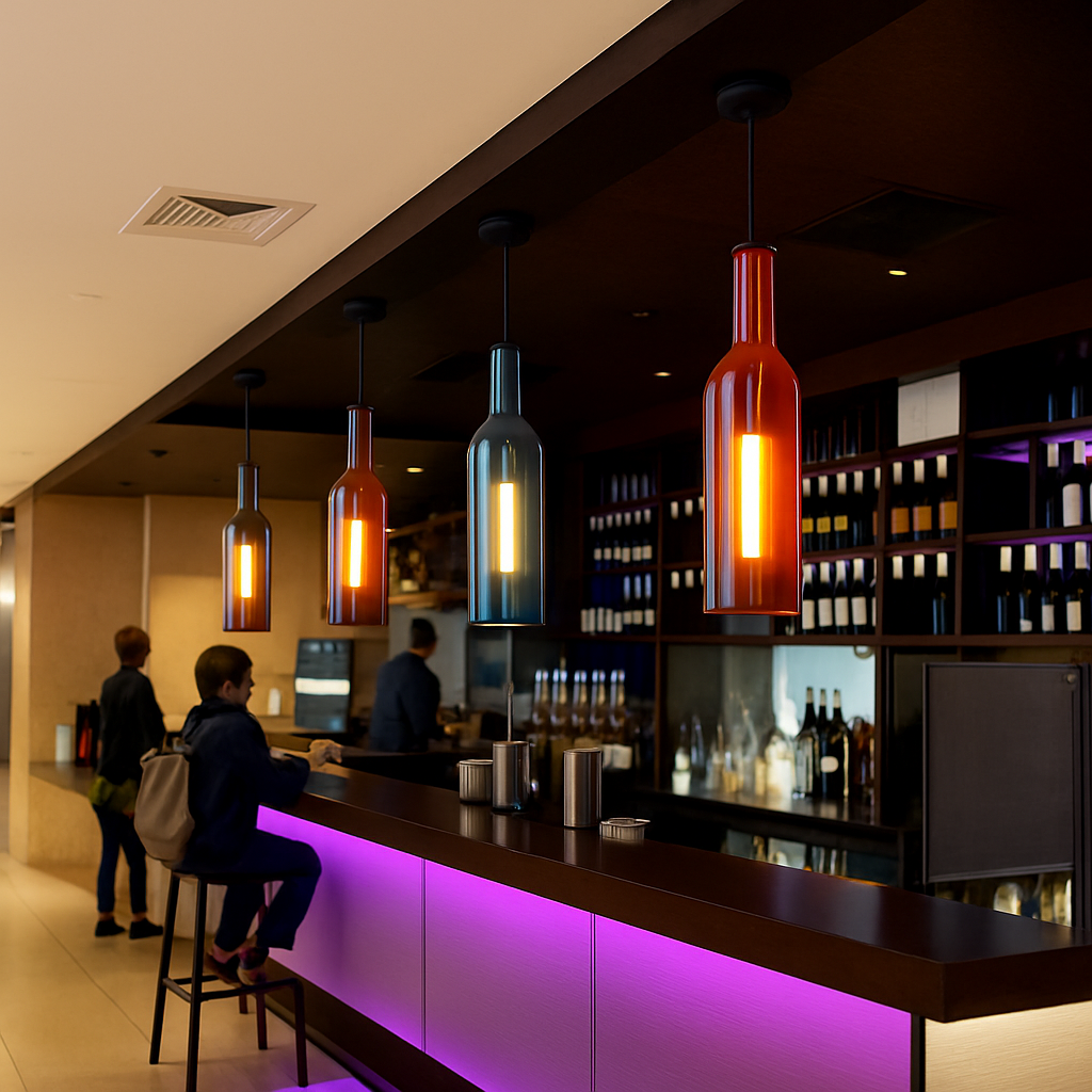 Vireloft | Sculpted Wine Bottle Glass Art Deco Pendant Light