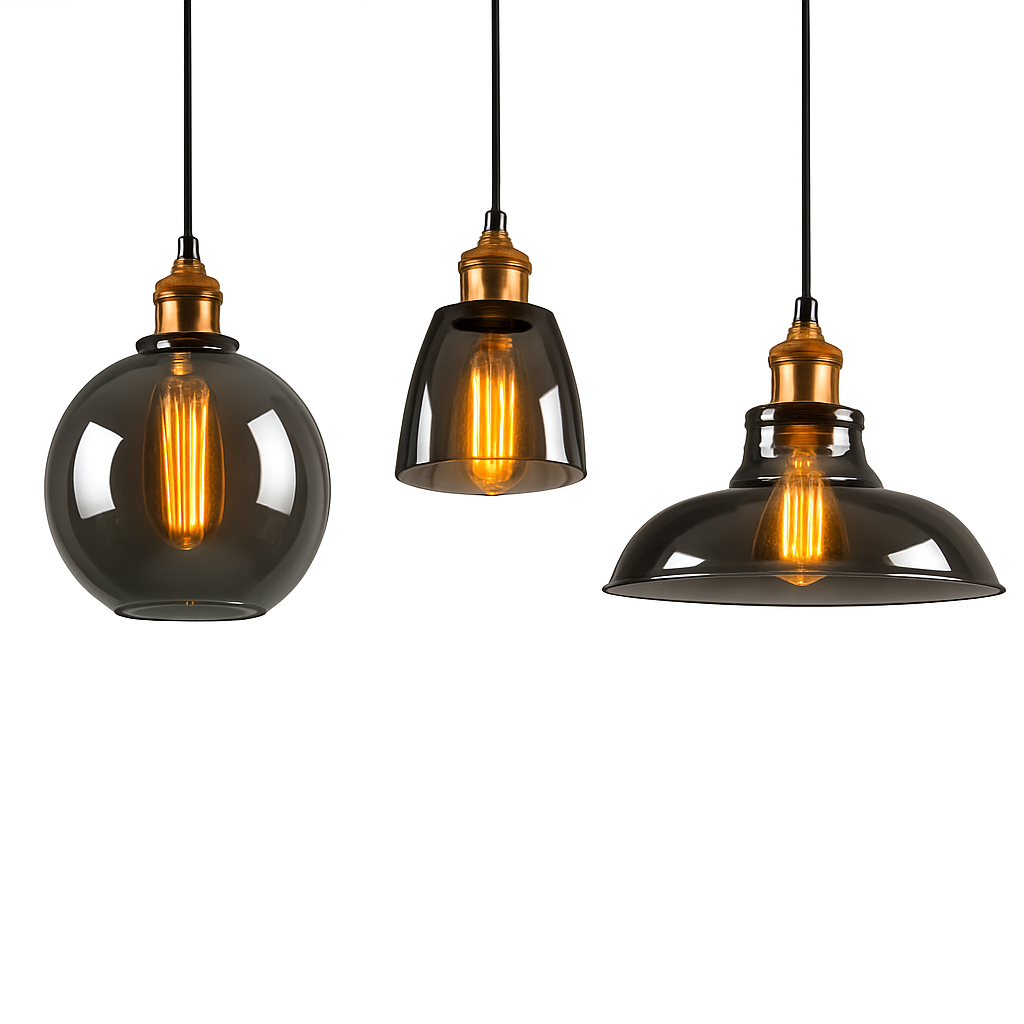 Velryth | Vintage Smoked Glass Pendant Light With Curved Silhouette
