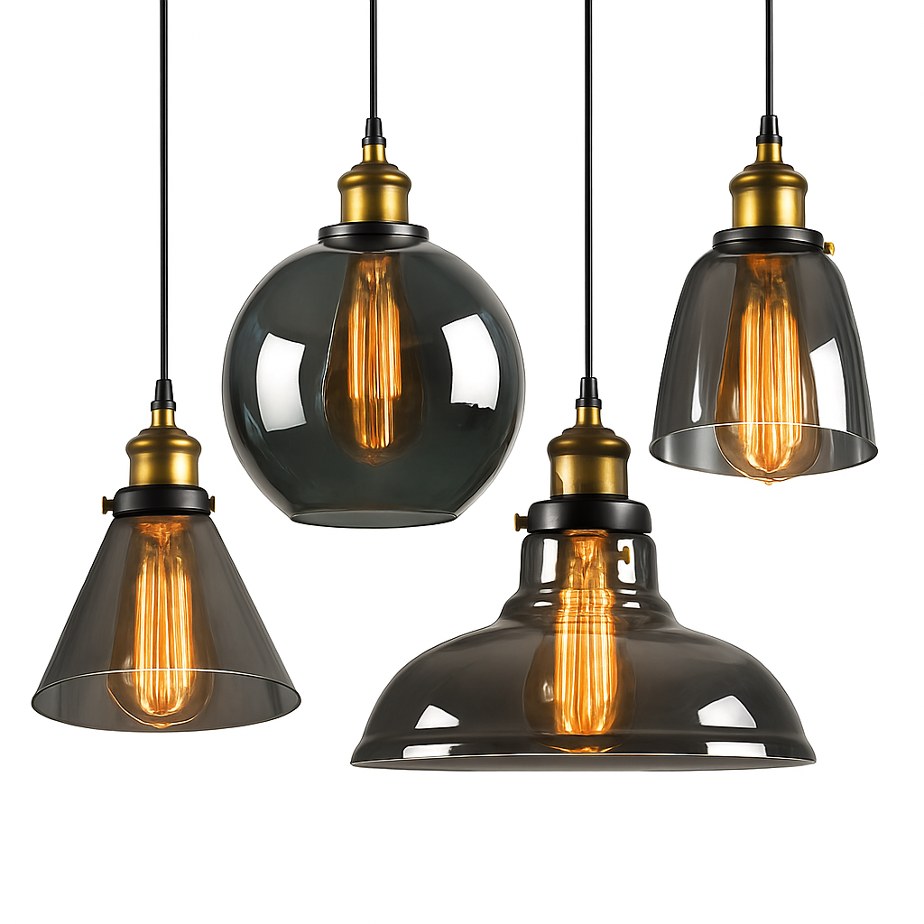Velryth | Vintage Smoked Glass Pendant Light With Curved Silhouette
