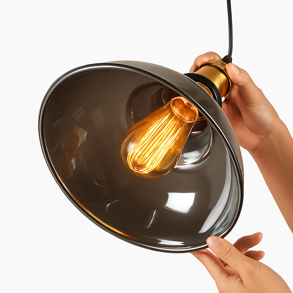Velryth | Vintage Smoked Glass Pendant Light With Curved Silhouette