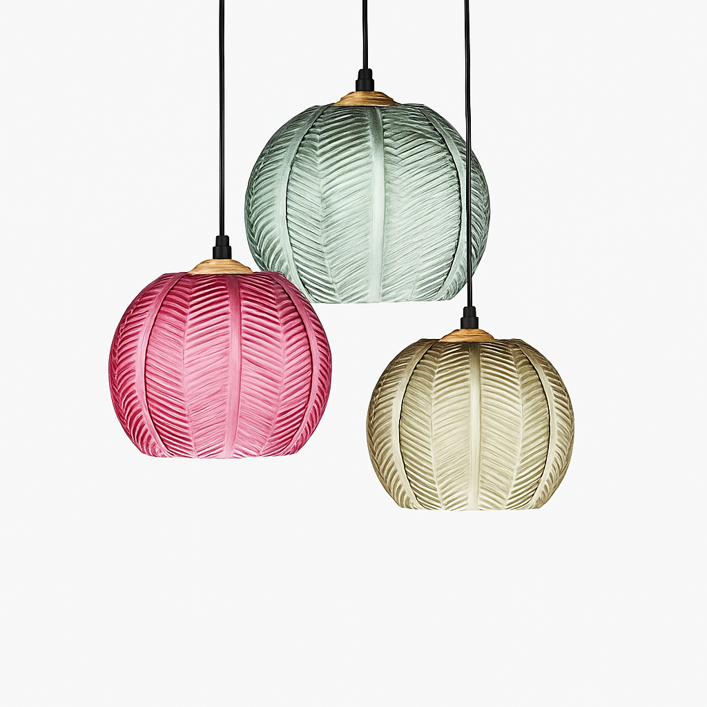 Nexalys | Ornate Leaf Pattern Ovoid Glass Pendant Light