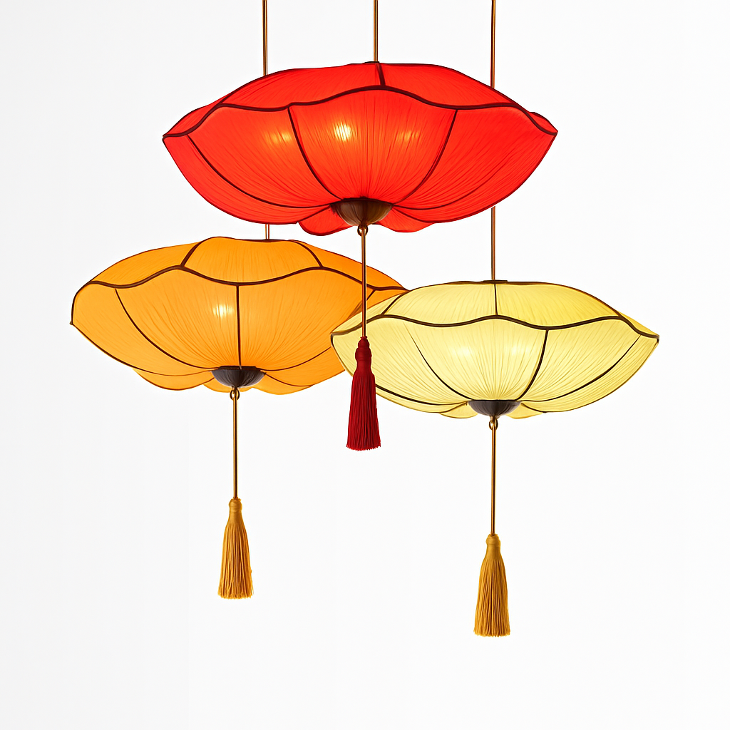 Vaelisis | Pleated Fabric Lotus Silhouette Pendant Light