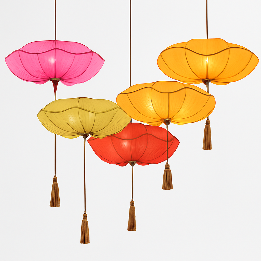 Vaelisis | Pleated Fabric Lotus Silhouette Pendant Light