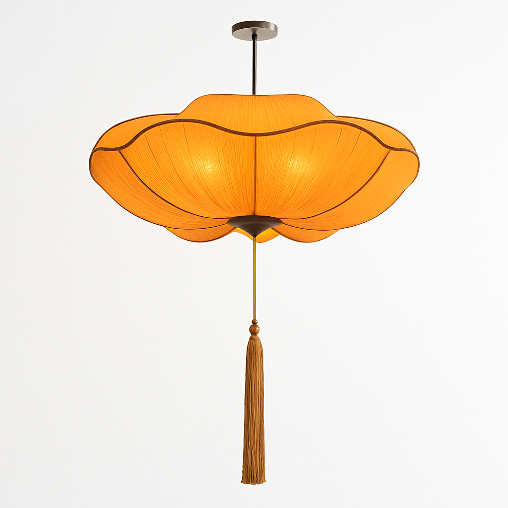 Vaelisis | Pleated Fabric Lotus Silhouette Pendant Light