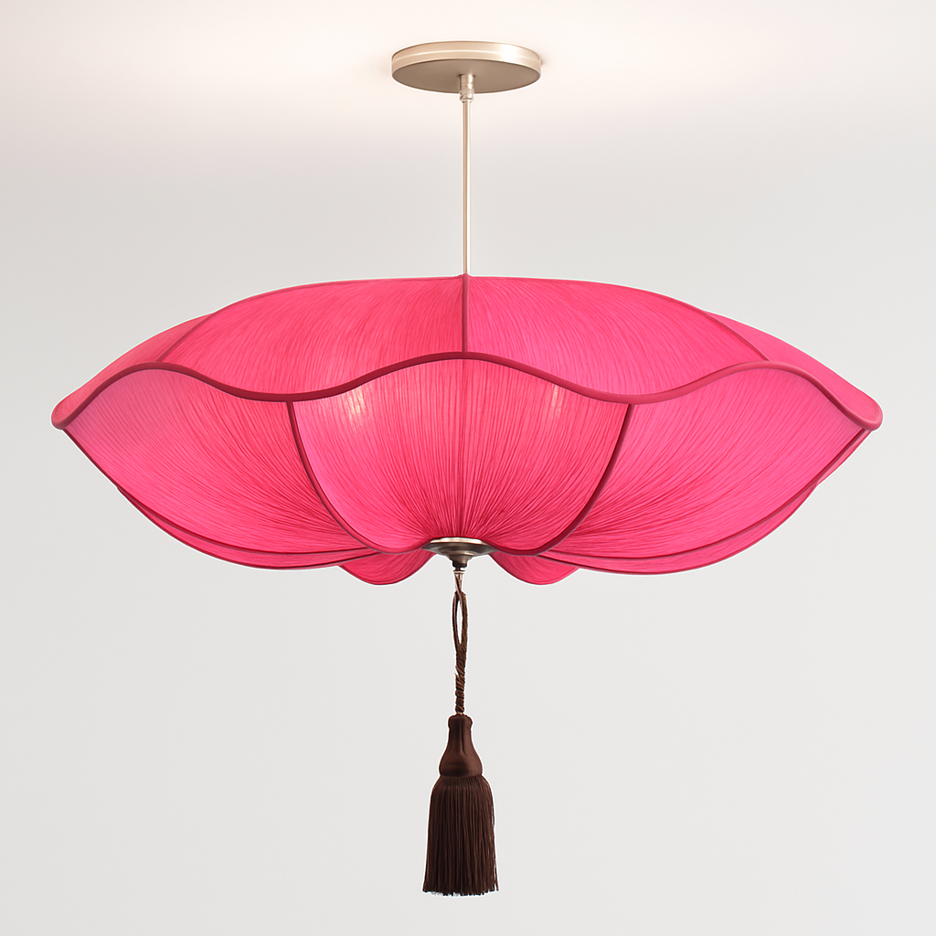 Vaelisis | Pleated Fabric Lotus Silhouette Pendant Light