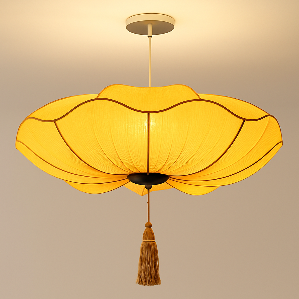 Vaelisis | Pleated Fabric Lotus Silhouette Pendant Light