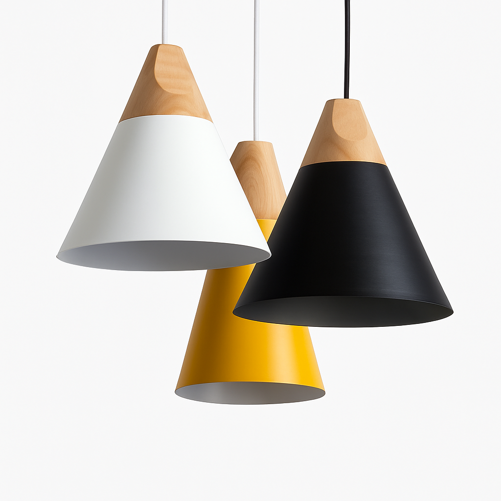 Zerivox | Modern Wooden and Aluminum Cone Pendant Light