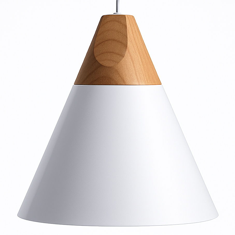 Zerivox | Modern Wooden and Aluminum Cone Pendant Light