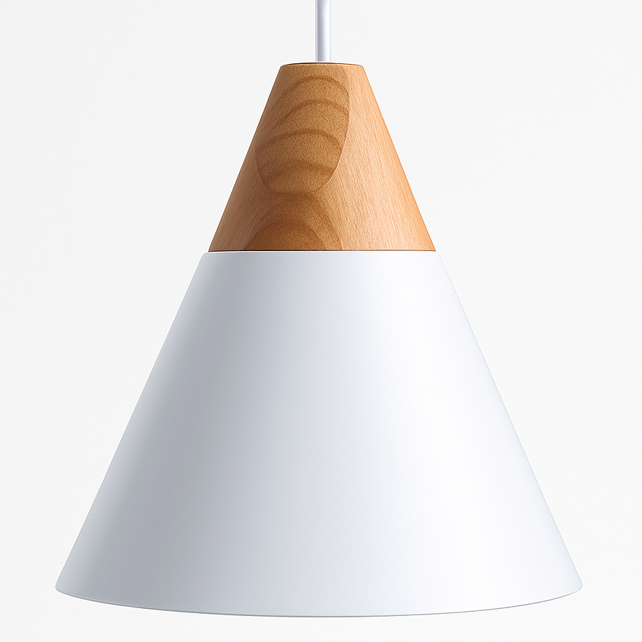 Zerivox | Modern Wooden and Aluminum Cone Pendant Light