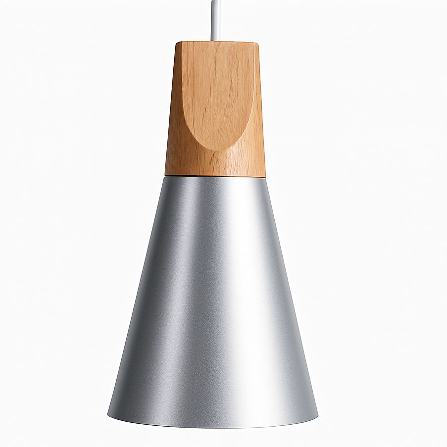 Zerivox | Modern Wooden and Aluminum Cone Pendant Light