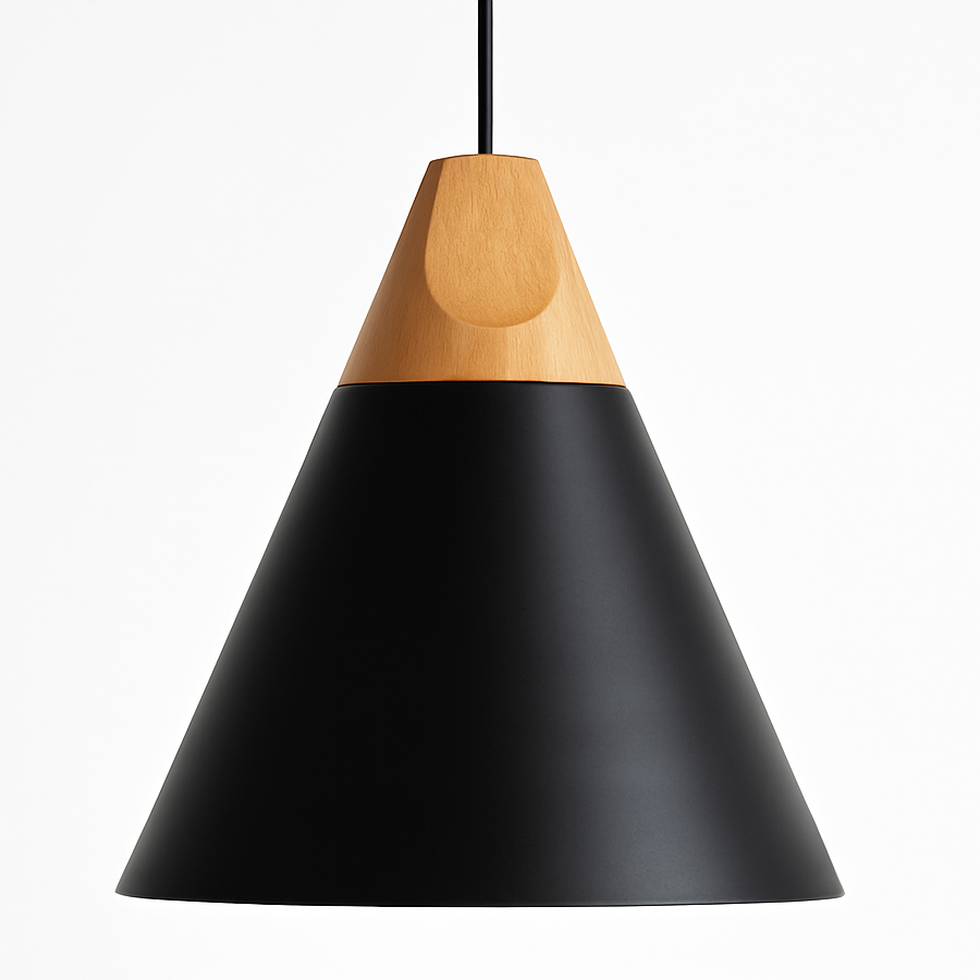 Zerivox | Modern Wooden and Aluminum Cone Pendant Light