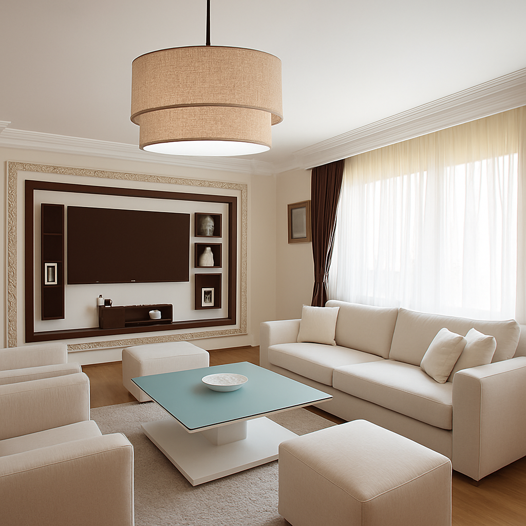 Solvenda | Cylindrical Flax Fabric Minimalist Pendant Light