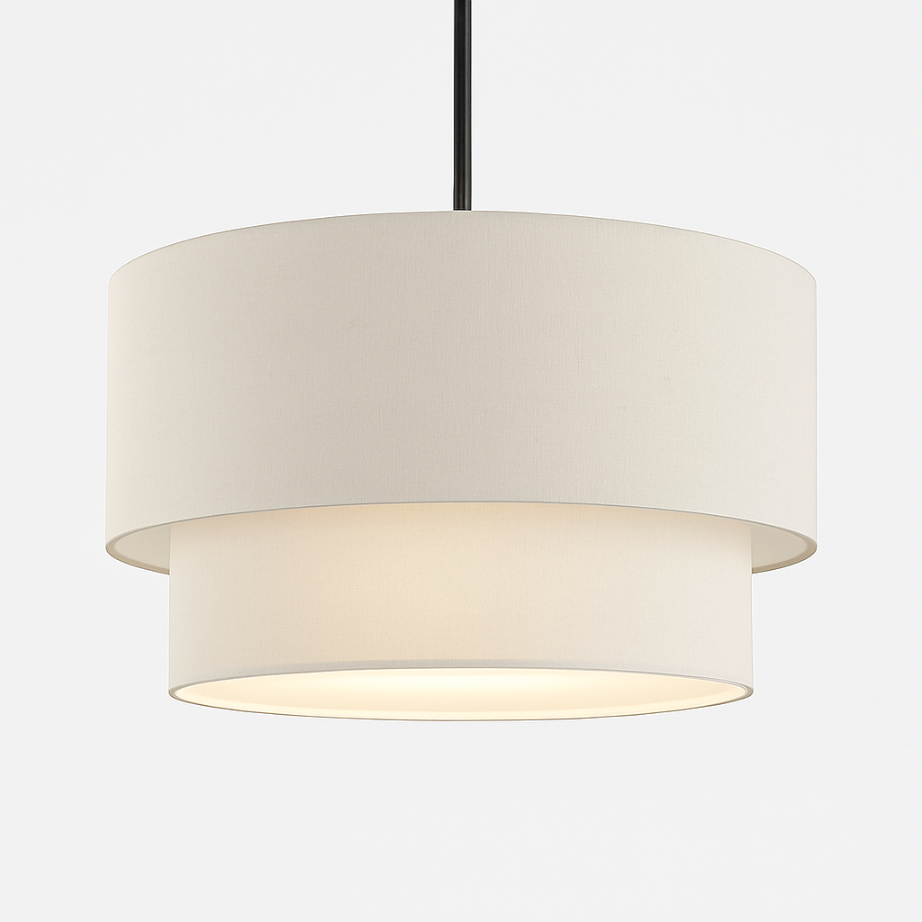 Solvenda | Cylindrical Flax Fabric Minimalist Pendant Light