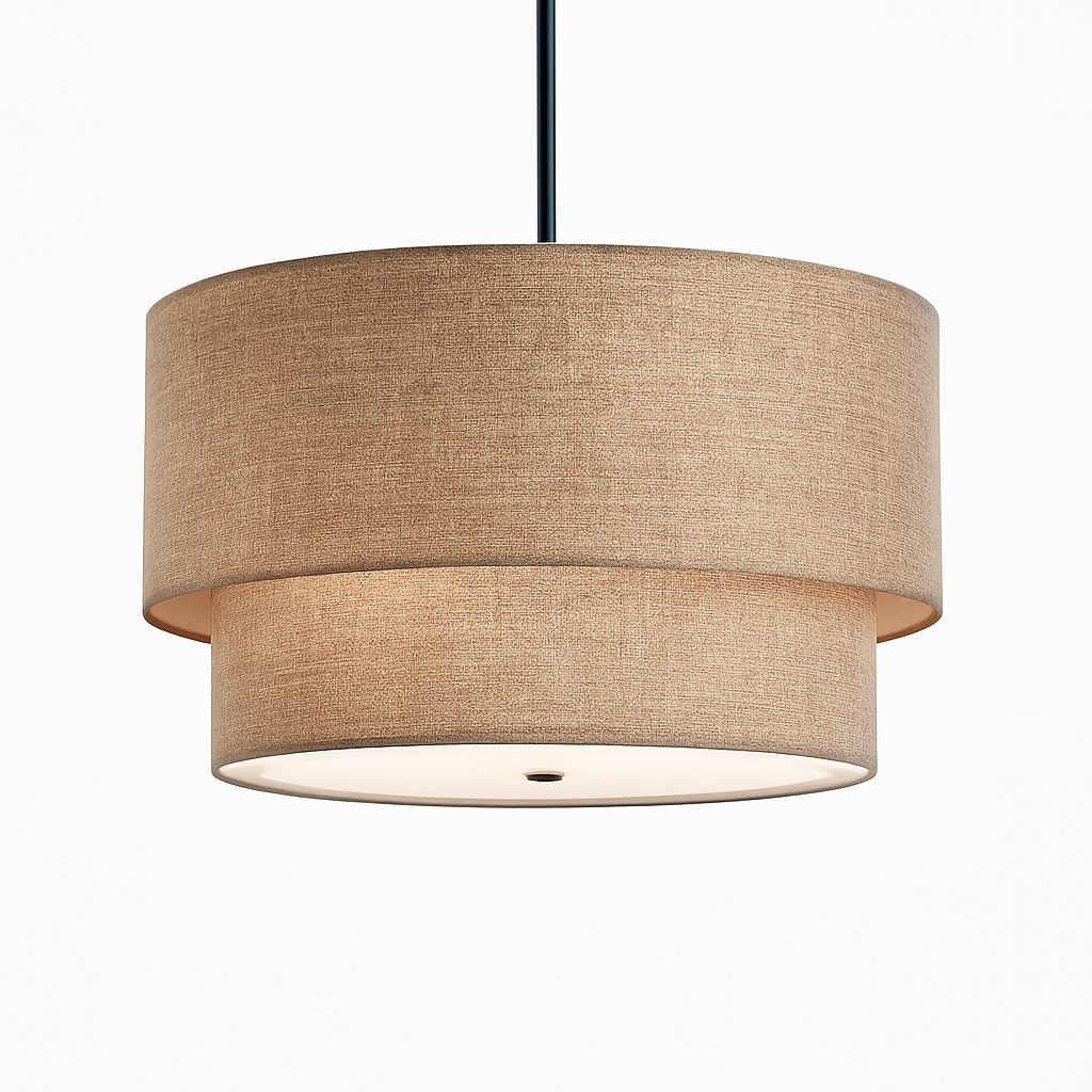 Solvenda | Cylindrical Flax Fabric Minimalist Pendant Light