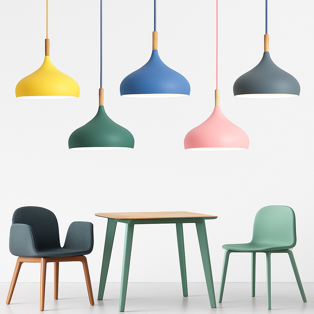 Velrion | Nordic Metal and Wood LED Pendant Ceiling Light