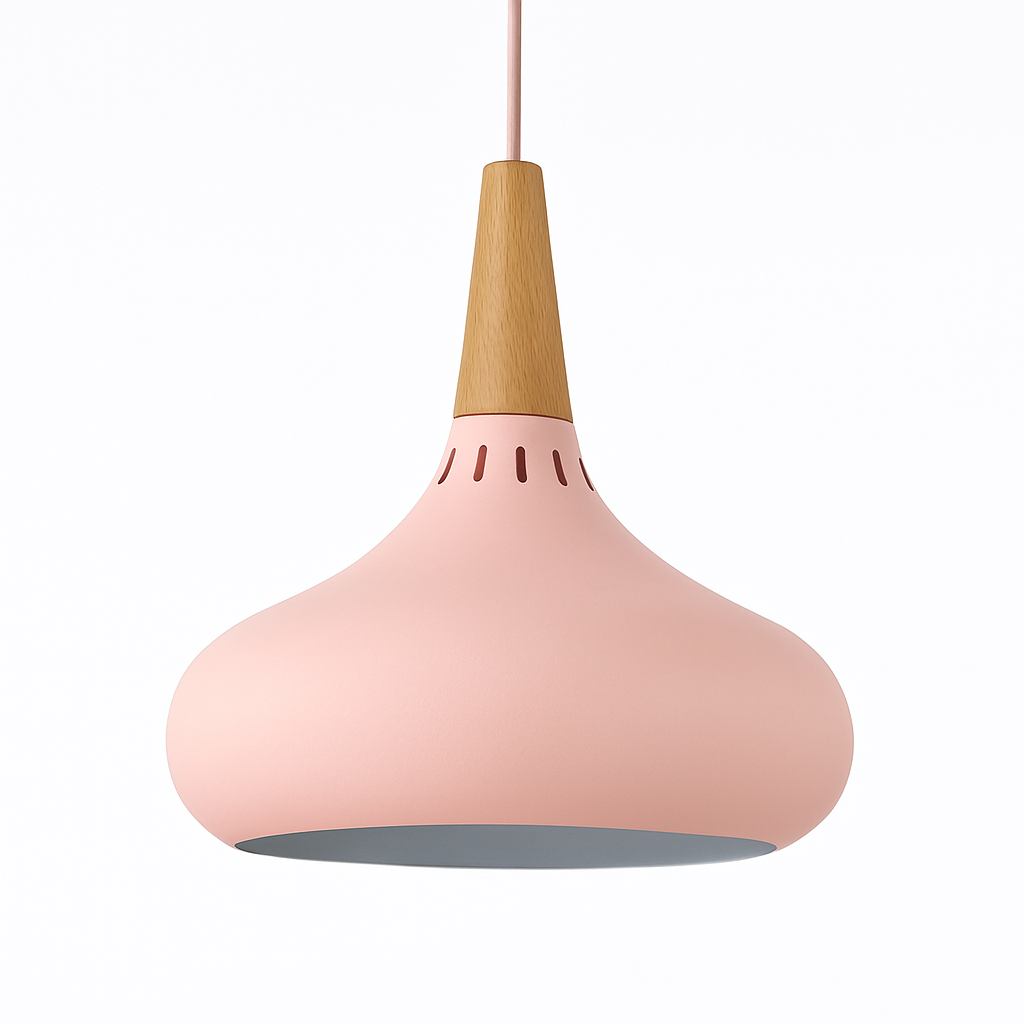 Vireallo | Modern Wood Stem Metal Dome Loft Pendant Light