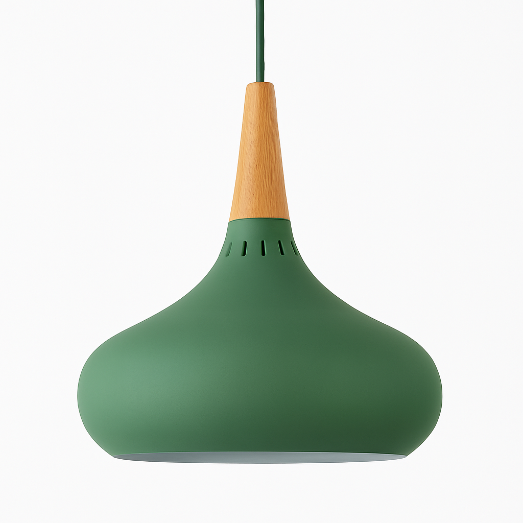 Vireallo | Modern Wood Stem Metal Dome Loft Pendant Light