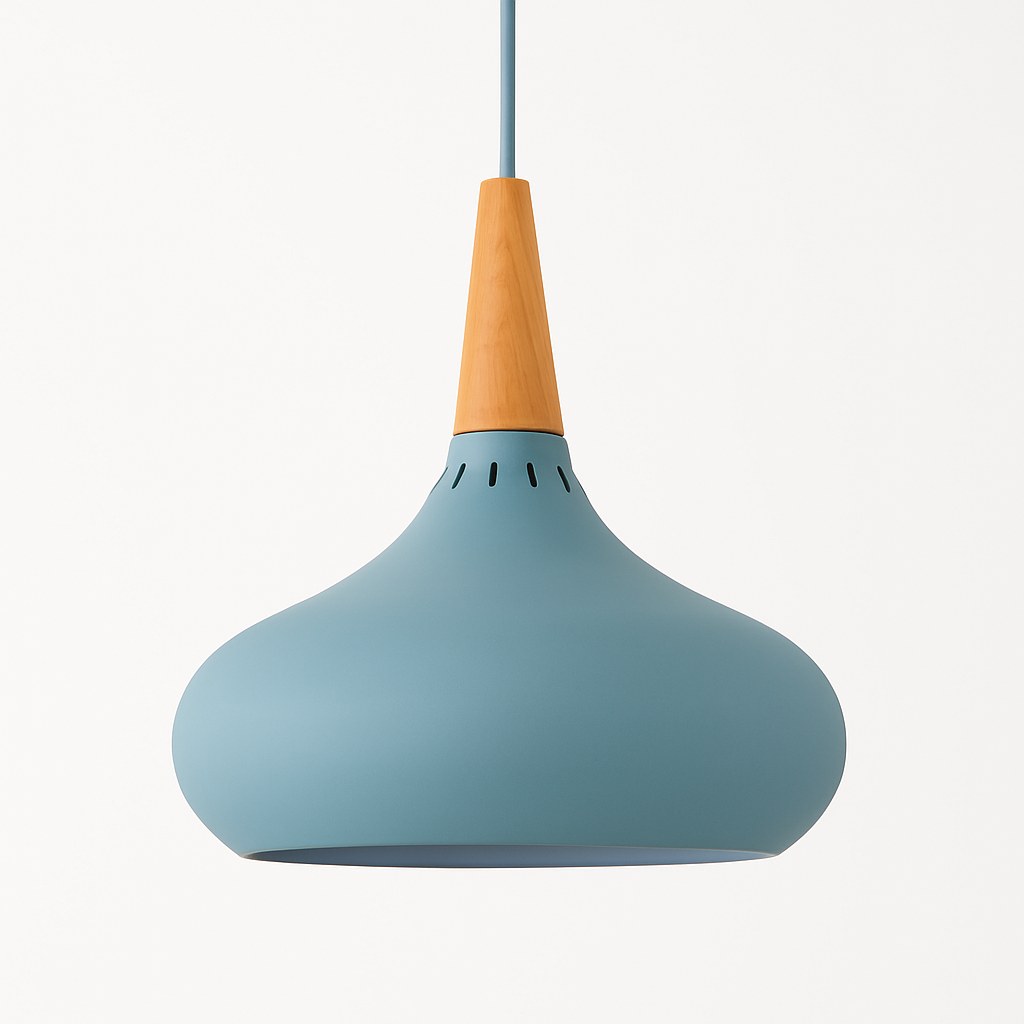 Vireallo | Modern Wood Stem Metal Dome Loft Pendant Light