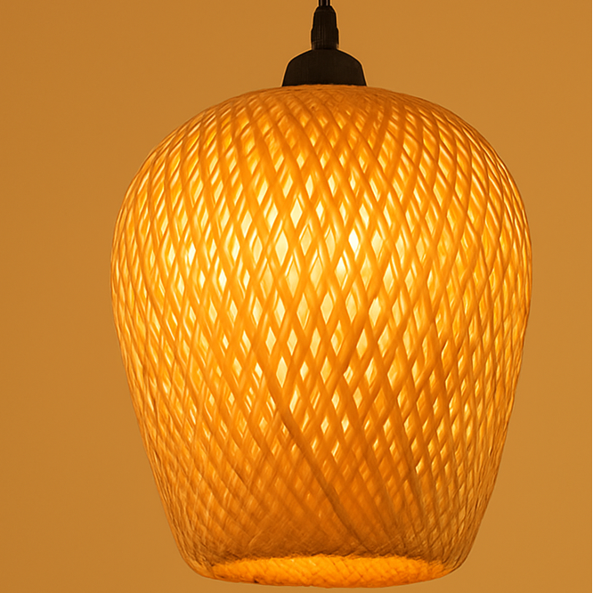 Varengis | Handwoven Rattan Straw Hat Silhouette Bamboo Pendant Light