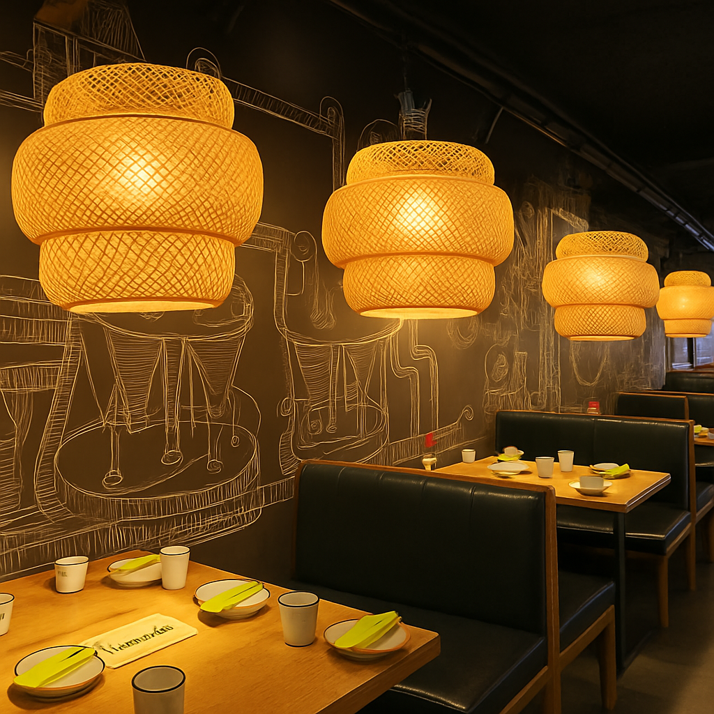 Varengis | Handwoven Rattan Straw Hat Silhouette Bamboo Pendant Light