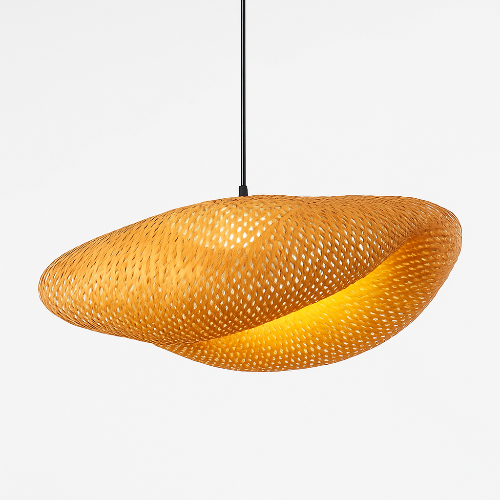 Varengis | Handwoven Rattan Straw Hat Silhouette Bamboo Pendant Light