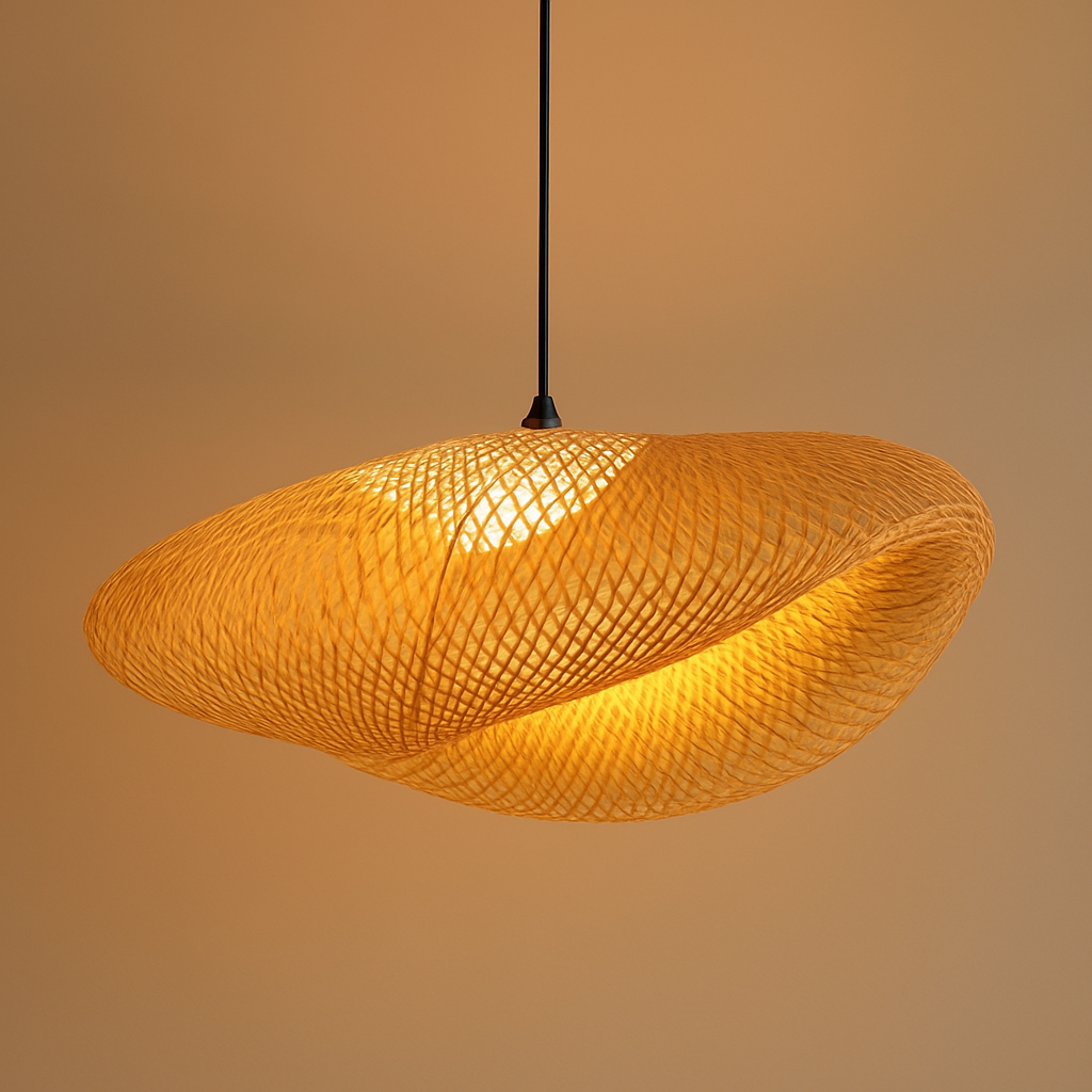 Varengis | Handwoven Rattan Straw Hat Silhouette Bamboo Pendant Light