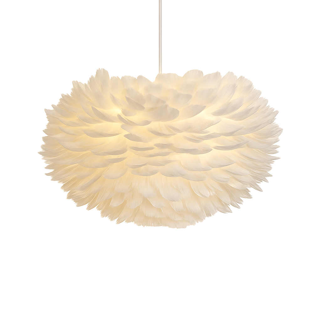 Zenthori | Bohemian Silhouette Soft Plume Feathered Nordic Pendant Light