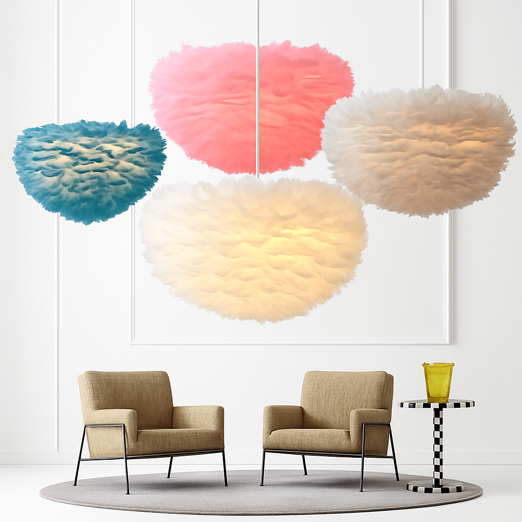 Zenthori | Bohemian Silhouette Soft Plume Feathered Nordic Pendant Light