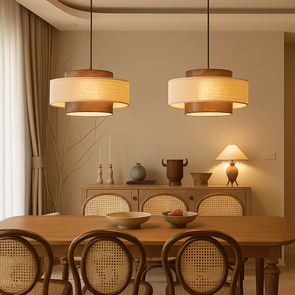 Belphira | Retro Domed Rattan Basket Pendant Light